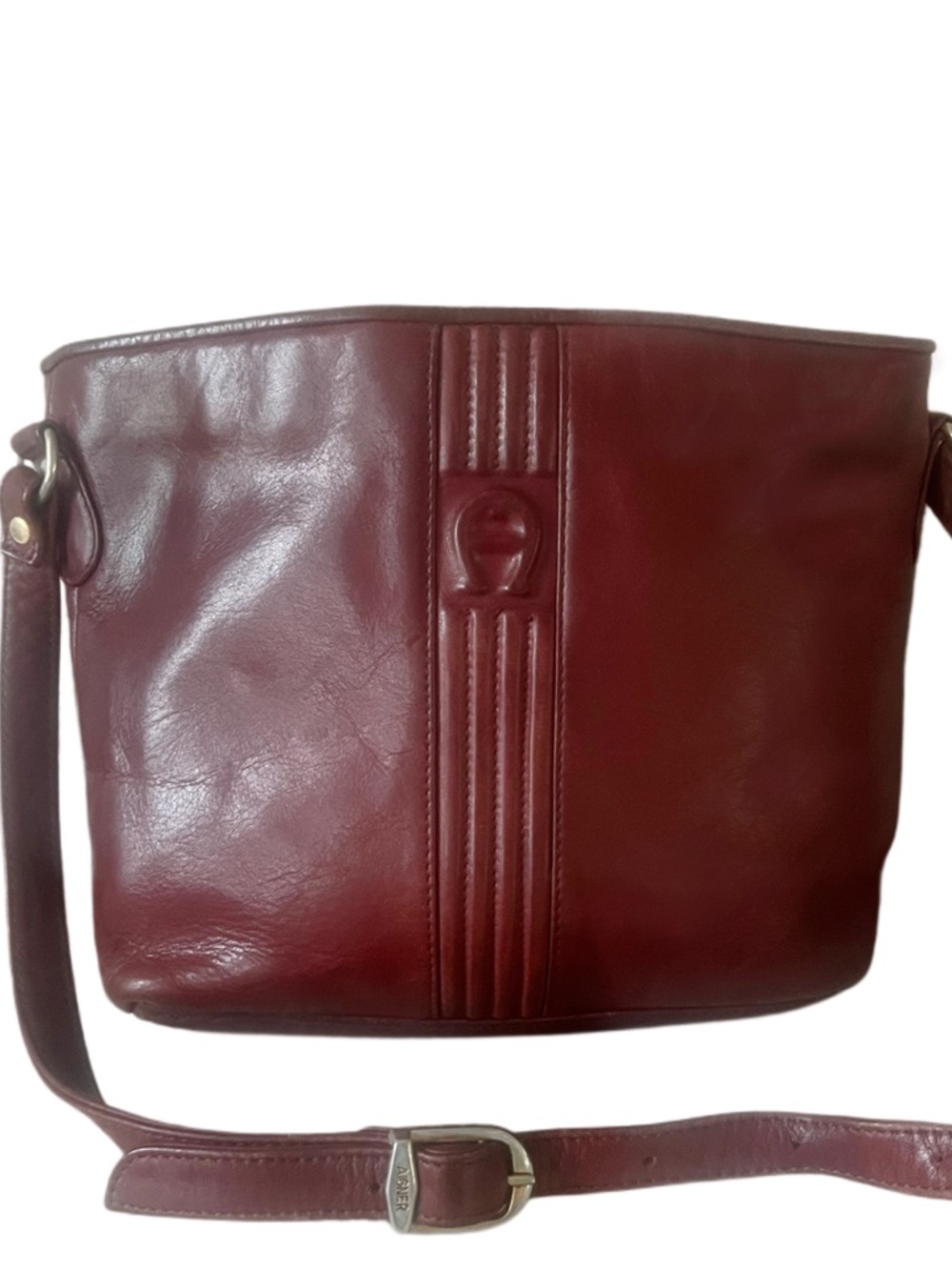 Etienne Aigner Vintage Burgundy Leather Tote Style Crossbody Bag